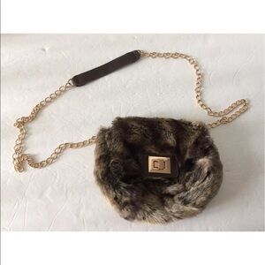 YSTRDY Faux Fur Crossbody Evening Handbag Purse 7"